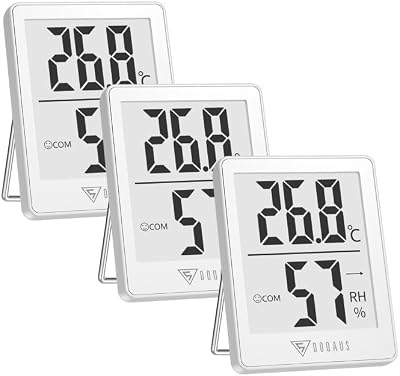 DOQAUS Indoor Hygrometer Thermometer 3 Pack with Comfort Icons White