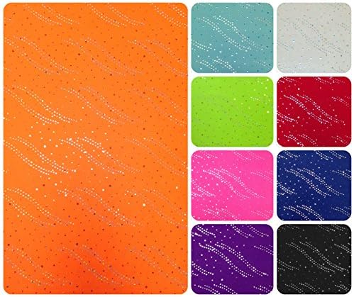 Holographic Trans Waves & All Over Pattern on Colorful Stretch Polyester Spandex Fabric By the Yard (Neon Orange/Silver)