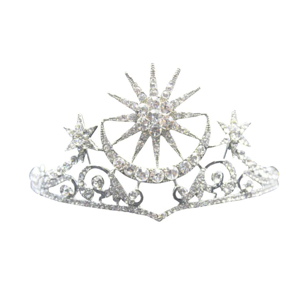 Star Moon Shaped Crown Women Hair Band Rhinestone Tiara Wedding Hair Shiny Headband Party Hair Accessories