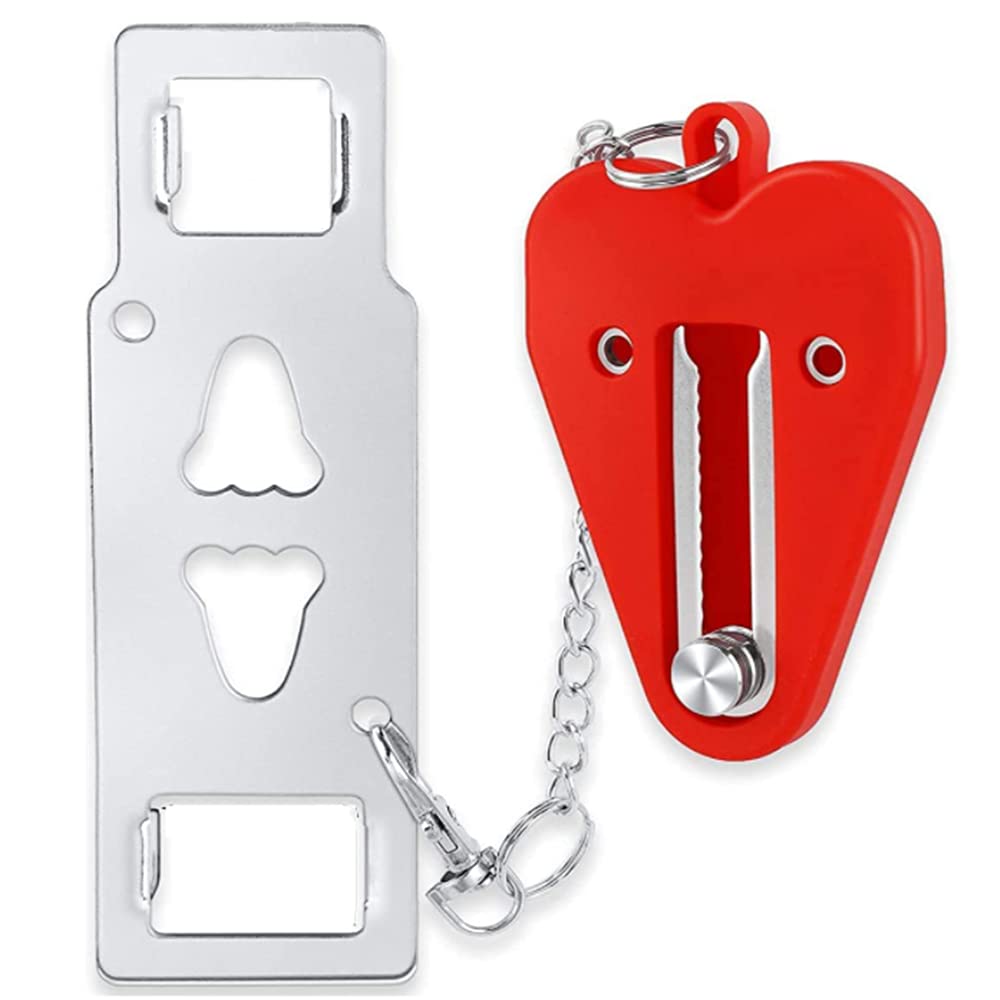 Yuchengxiang Portable Door Lock, Home Security Door Locker Travel Lockdown Locks, Travel Door Lock Heavy Duty Air BNB Lock Anti Theft Safety Privacy Lock for Home (Red)