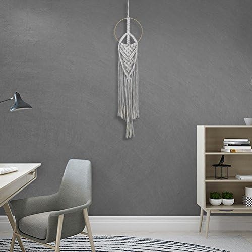 WCHUANG Handmade Round Macrame Wall Hanging Tapestry - Woven Wall Art Boho Office Living Room Bedroom Wedding Supplies Nursery Decor, 39.4" 7.5"