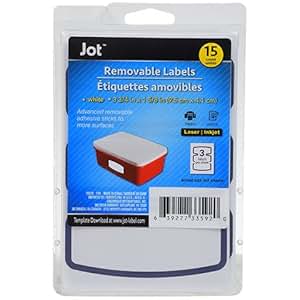 Amazon.com : Jot Removable Labels 15 Count/3 Labels Per Sheet : Office ...