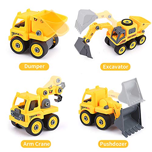 Sotodik 95PCS Take Apart Toys Car, 21 Models DIY Vehicle Playset Crane Truck Dump Construction Engineering STEM Learning Toys for Kids Boys Girls - Thumbnail 4