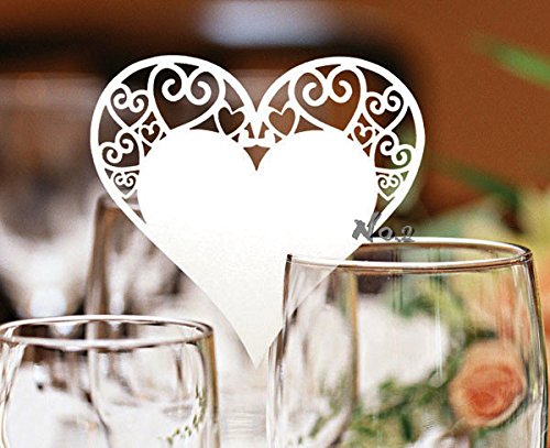 No.2 Warehouse 50 Pcs heart-shaped Wedding Table Paper Place Card Escort Name Card Wine Glass Card for Wedding Party Decoration + a Piece of Clean Cloth No.2 Warehouse 50 Pcs heart-shaped Wedding Table Paper Place Card Escort Name Card Wine Glass Card for Wedding Party Decoration + a Piece of Clean Cloth