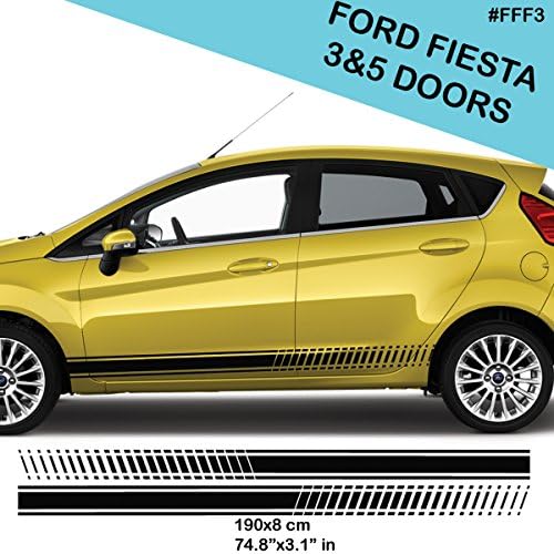 Ford Fiesta Side Racing Stripes Decal Graphics Stickers Tuning Car (SILVER)
