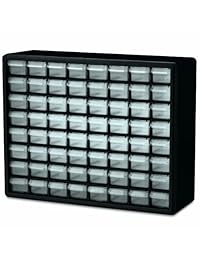 Akro Mils 10164 64 Piezas de plástico de equipo de almacenamiento y Gabinete cajón, 20 x 16 x 6 1 2 pulgadas, color negro