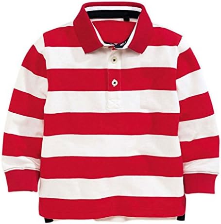 Soda Park Boys Long Sleeve Red And White Striped Polo Shirt 4T