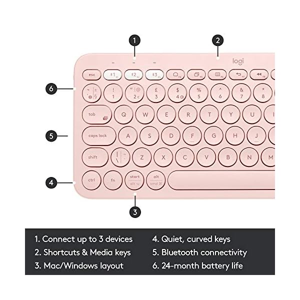 Logitech-K380-Multi-Device-Bluetooth-Wireless-Keyboard-with-Easy-Switch-for-up-to-3-Devices-Slim-2-Year-Battery--PC-Laptop-Windows-Mac-Chrome-OS-Android-iPad-OS-Apple-TV-Rose Logitech K380 Multi-Device Bluetooth Wireless Keyboard with Easy-Switch for up to 3 Devices, Slim, 2 Year Battery – PC…