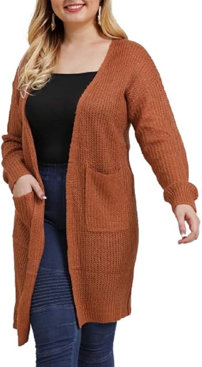 Amazon ミズミス Ms Miss 大きいサイズ ロング カーディガン 春物 長袖 プラスサイズ レディース Bigsize 2xl相応 バスト122 ウエスト118 着丈 シンプル ポケット ブラウン カーディガン ボレロ 通販