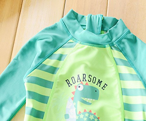 BANGELY Baby Boy Long Sleeve One Piece Rash Guard Swimsuit, 12-18 Months (Tag 4),Green