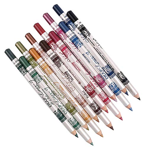 CINEEN 12 Colours Long Lenght Eye Liner Lip Liner Pencil Waterproof Eyebrow Cosmetic Pen Coloring Set Makeup Kit