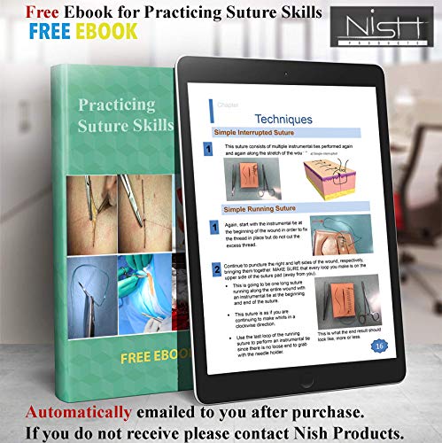 Complete Suture Practice Kit For Medical Dental Vet Training Students, Including Large Silicone Pad With Sutures And Suture Needles - Ebook For Training