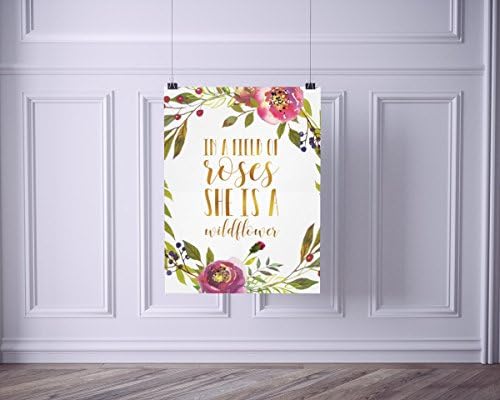 In a Field of Roses She is a Wildflower | Watercolor Floral Wreath Art Print