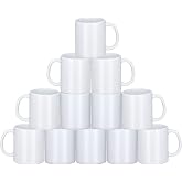 Yephets Sublimation Mugs, 12Pcs Coffee Mugs Blank White Ceramic Coffee Mug Set Sublimation Cups 11 oz Christmas Coffee Mug fo