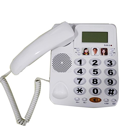 HePesTer P-29W Big button Picture Phone for Elderly Works in Power Outage for Emergency(White)