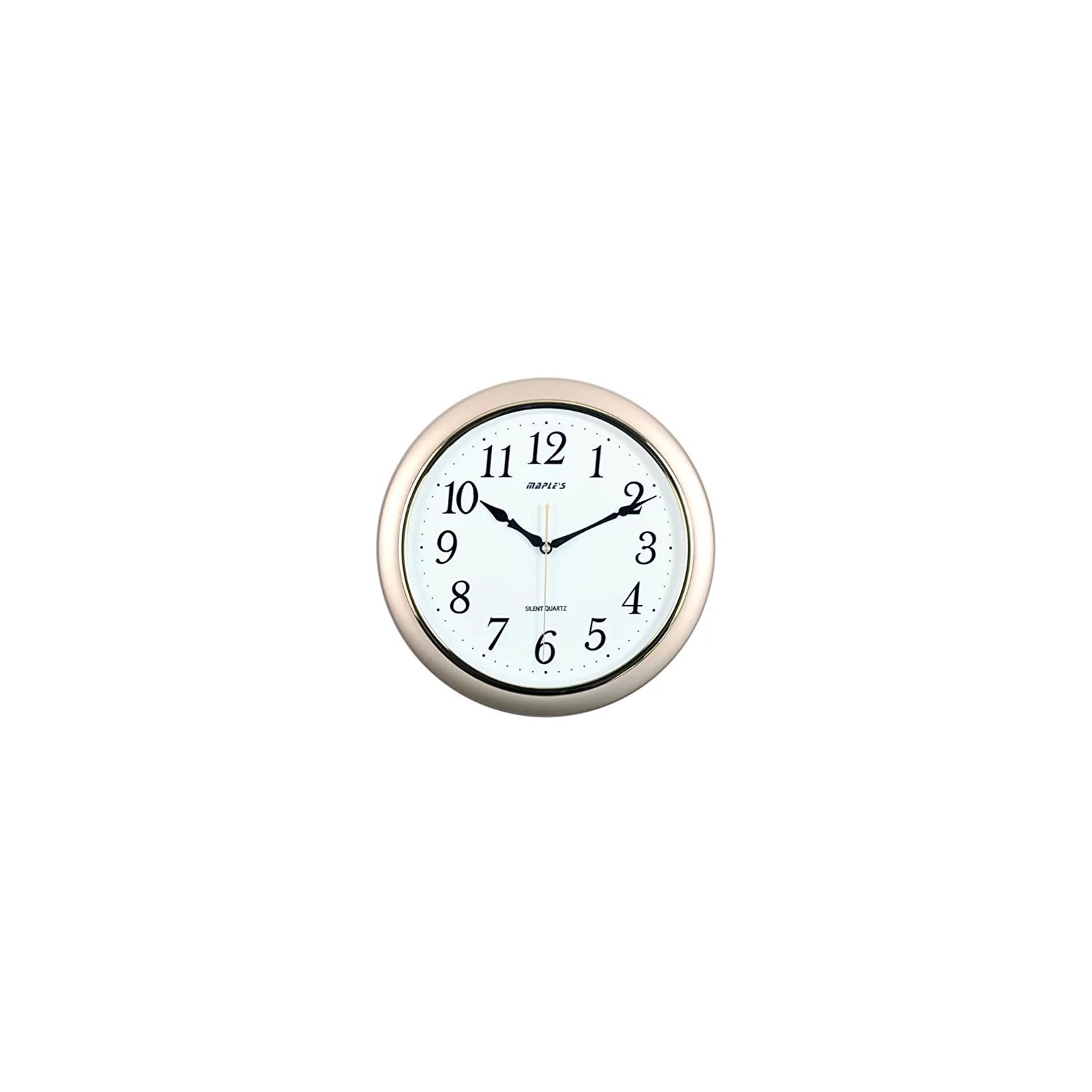 Maple's 14Inch Wall Clock, White Face with Metallic Gold Bezel LAVORIST