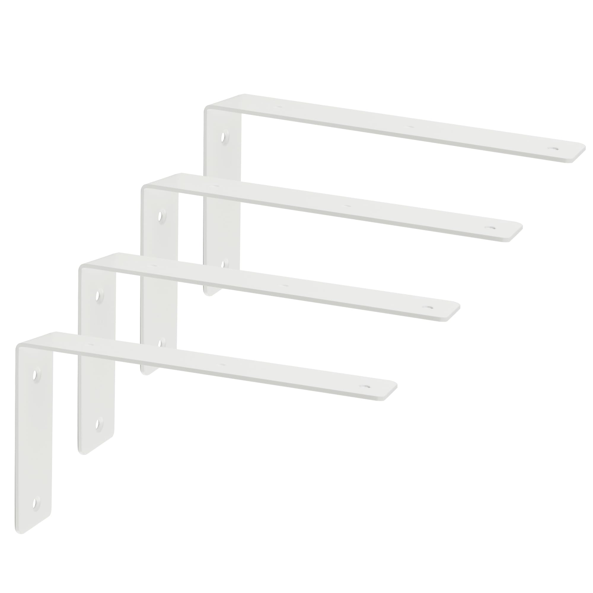 Shelf Brackets, 4 Pcs Widen L-Shape Brackets for Wall Shelves, Stainless Steel 90° Right Angle Shelf Support for Wood, White (226*126*45mm)