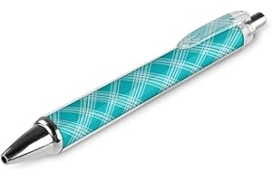 GVYGVY 1 Pcs Black Pens Ballpoint - Teal White Plaid Print 0.5 Mm Pens for Journaling, Ink Fine Ball Point Pen for Writing Of
