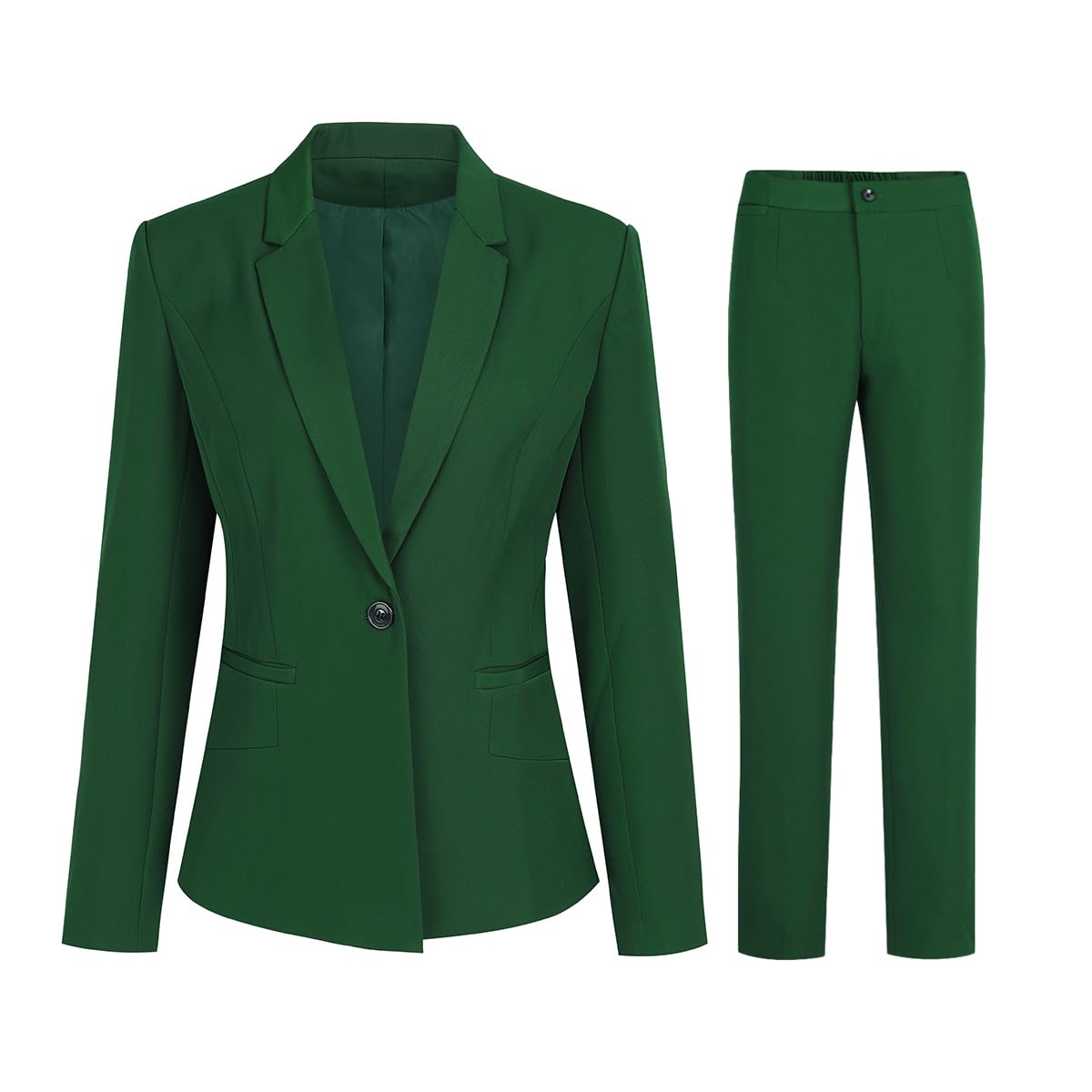 Photo 1 of YUNCLOS Womens Suits 2 Piece Set Business Casual Long Sleeve Blazer and Pants Suit for Work Office Green