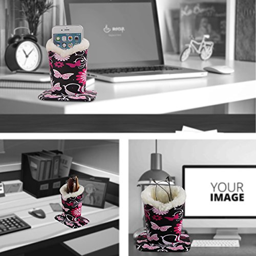 PG6 Plush Lined Eyeglasses Holder Stand Case Protective Glasses Case for Desks, Butterfly