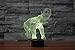 3D Optical Illusion LED Desk Lamp, 7 Color Changing with USB Cable Touch Button Night Light - Best Gift for Kids/Friends/Birthdays/Home Bedroom Decor Lighting (Elephant)