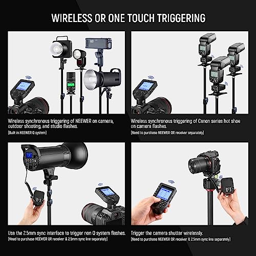 NEEWER Upgraded QPRO-C TTL Wireless Flash Trigger Compatible with Canon 1/8000s HSS Large Screen Slanted Design 5 Group 9 Customizable Functions for Q4 Q3 Z2 Z1 Z760 NW760 S101-300W PRO/400W PRO