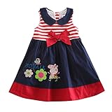 peppa pig Little Girls' Short-Sleeve Stitching Natural Cotton Dresses 1-6Y