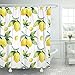 TOMPOP Shower Curtain Watercolor Fruit Lemon Pattern White Colorful Tree Botanical Waterproof Polyester Fabric Bathroom 72 x 72 inches Set with Hooks