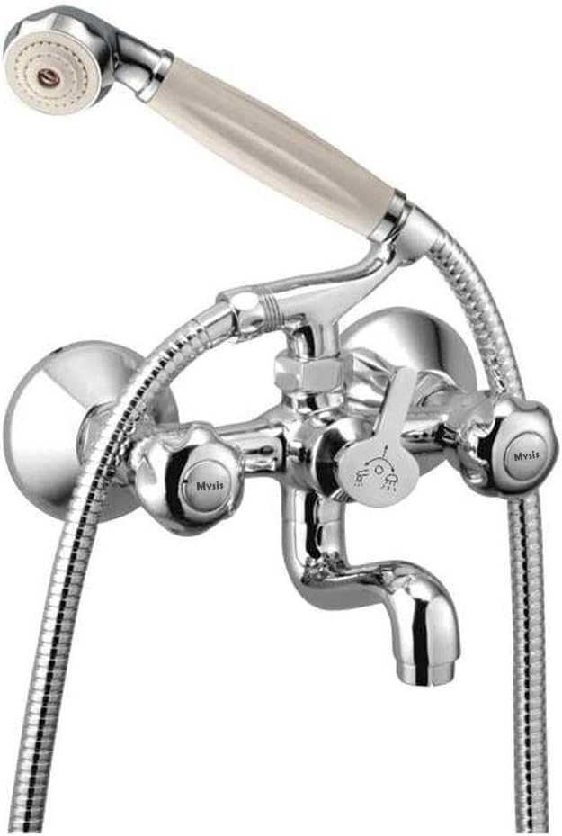 Mysis Moon Brass Wall Mixer With Hand Shower (Chrome Finish)