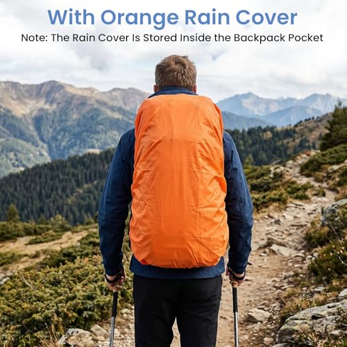 JOVELL 70L Hiking Backpack with Rain Cover, Travel and Camping Package for Outdoor Sports, Climbing, Touring and Hiking, Backpack Luggage for Men and Women, blue, Hiking Backpack