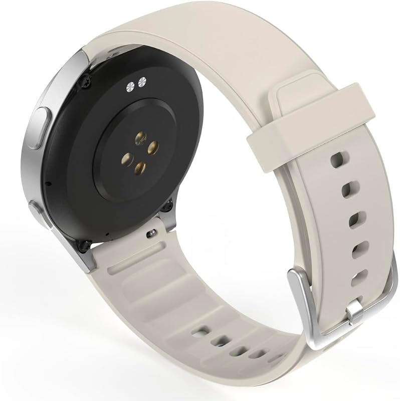 | Smartwatch 8900 (smartwatch, com GPS, ecrã tátil Amoled, relógio desportivo, permite chamadas mãos-livres) de cor prateada e bege.