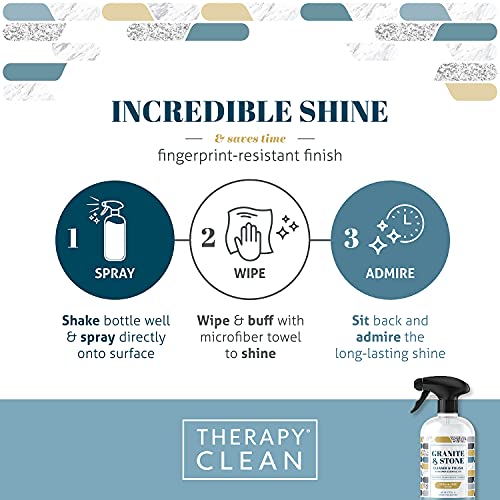 Therapy Granite Cleaner Kit with Microfiber Daily Countertop Cleaner for Stone, Granite