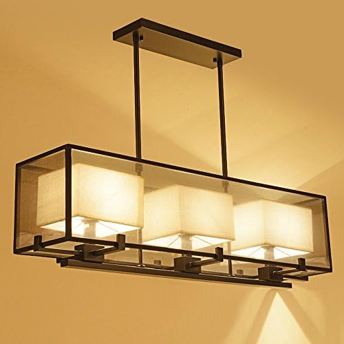 Chinese style Iron style dining room pendant light Antique Iron rectangular cloth Chinese modern with lamps ZS138 ( Size : Gold 70 x 70cm )