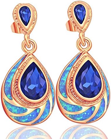 Sinlifu 925 Silver Blue or White Fire Australian Opal Topaz Dangle Drop Earrings