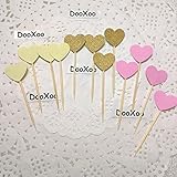 DOOXOO Bridal Shower Cupcake Toppers Chic Bridal Shower Girly Bridal Shower Heart Cupcake Toppers Bridal Shower Decor Bachelorette (Set of 36)