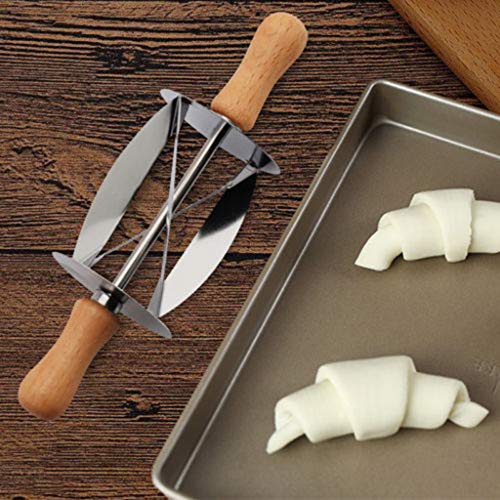 Stainless Steel Rolling Croissant Knife,Rolling Cutter for Croissant Bread Wheel Dough Pastry Bakeware Accessories Cake Cookie Cutters (Silver)