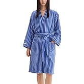 QYFHJGFR Cotton Terry Stripe Bathrobe For Women And Men,Luxury Kimono Soft Terry Cloth Robe,Comfortable Loungewear Nightwear