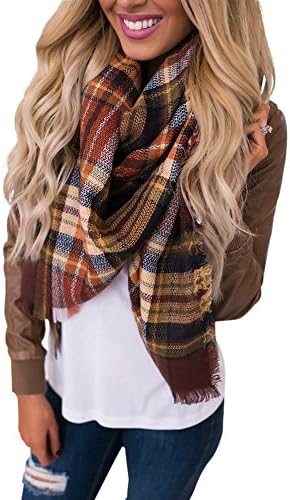Tartan Wrap Plaid Shawl Warm Blanket Scarf StellarChic (No 6 coffee toffee)
