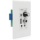 PNWCZ in Wall Audio Control Amplifier Receiver Compatible with Bluetooth 2 Channel Wall Plate with USB Microphone Aux (3.5mm) Input 120W for Sound Systems Home Theater Integration