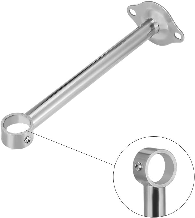 Sourcingmap Wardrobe Pipe Bracket, 26.5mm Dia, Type 25,Ceiling Mounting Rail Rod Support Socket 2pcs, Silver, 250mm x 26.5mm, 2 pcs - Image 4