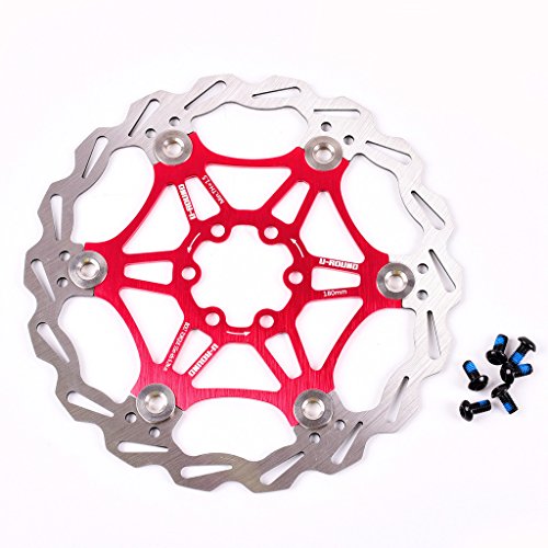 DEERU Stainless Steel Bicycle Brake Disc Rotor 180MM MTB Bike Rotor Mountain Cycling - Bolts Included (Red) - Thumbnail 6