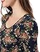 Allegra K Women's Floral Prints Three Quarter Sleeves Peplum Top L Navy Blue