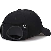 GLOOMALL Retro Aviator hat Glasses Peaked Cap Sunglasses Baseball Cap Hip hop mask (Black - One Size)