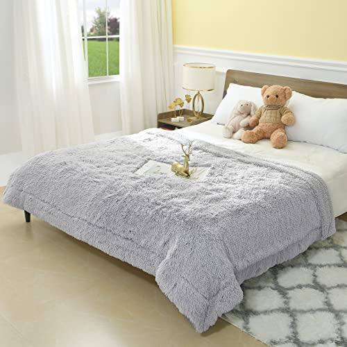 junovo Super Soft Shaggy Longfur Faux Fur Blanket, Fuzzy Throw Blanket