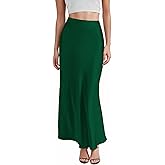 Hybrid & Company Women's Silky Satin Maxi Skirt - Stretch, High Waist, Casual & Office - Made in USA