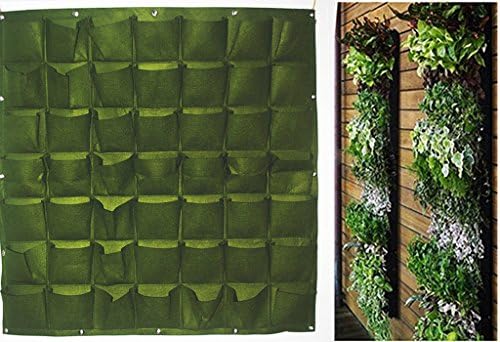 YINO Vertical Wall Garden Planter,Wall Hanging Planting Bags,Wall Mount Planter Solution (49 Bags, Green)