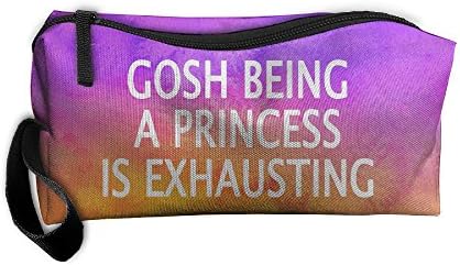 Gosh Being A Princess Is Exhausting Zipper Closure 3D Printing Pencil Pen Case Cosmetic Makeup Bag Travel Bag Tote For Women Girls