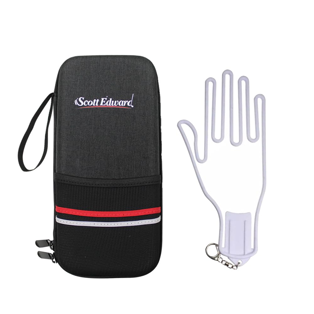 Scott Edward Golf Glove Case Holder with Golf Glove Shaper Protective Accessories Organizer with Storage Slots for Balls, Tees, Markers, Gifts for Men&Women(Black red)