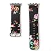 MagicFeel Floral PU Leather Replacement Strap Wrist Watch Band Compatible for Apple Series 1 Series 2 Series 3 (Black)