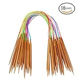 Youwen Circular Colorful Tube Bamboo Knitting Needles Set 18 Sizes 2 mm - 10 mm comparable to US sizes 24 inch Length